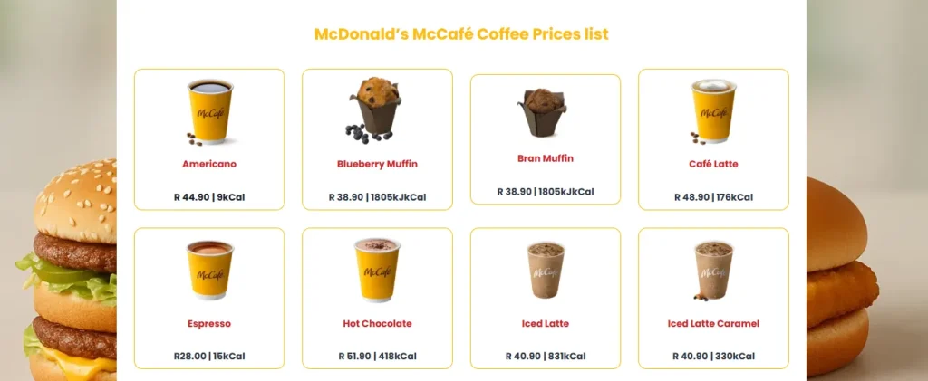 McDonald’s McCafé Coffee Menu